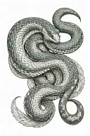 Create a tattoo design described as a trimeresurus insularis snake intertwining around a Gemini zodiac symbol  tattoo design idea