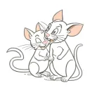 a tattoo for brother and sister, relaxed, minimalist, and black art, with a cartoon theme, for example Tom and Jerry tattoo design idea