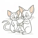 a tattoo for brother and sister, relaxed, minimalist, and black art, with a cartoon theme, for example Tom and Jerry tattoo design idea