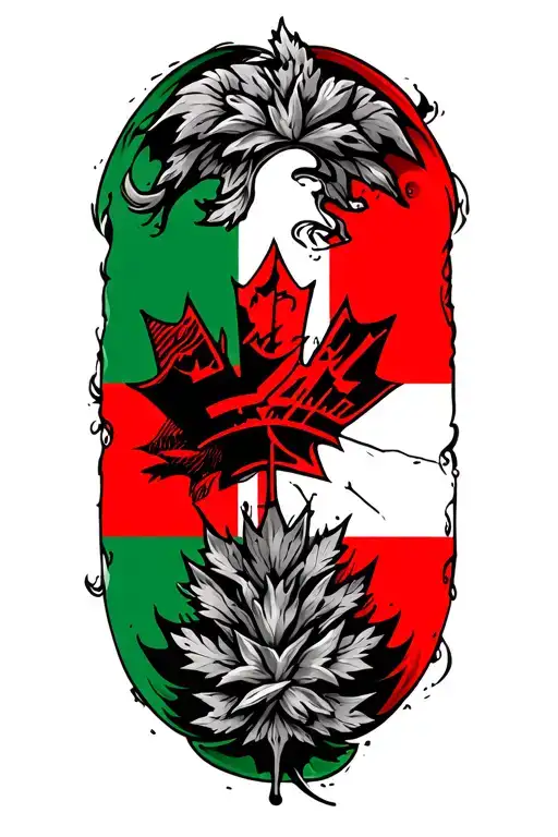 hungarian and canadian mixed flag intertwined tattoo design idea