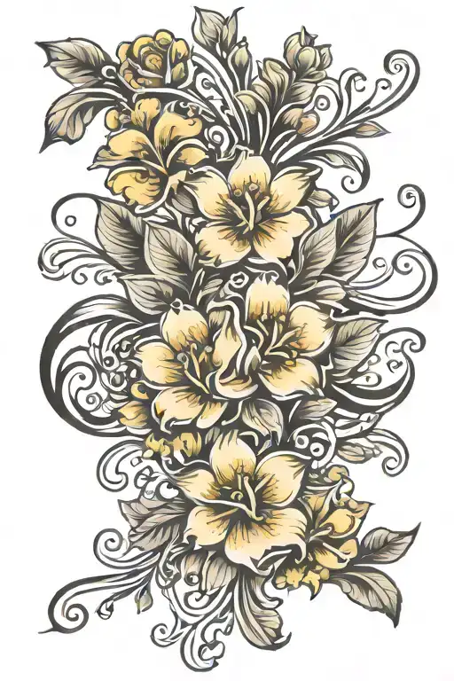 family love barbados flowers intertwined tattoo design idea