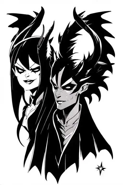 lucifer morning star and charlie from hazbin hotel tattoo design idea