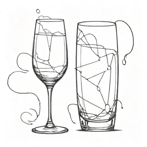 broken champagne glass tattoo design idea