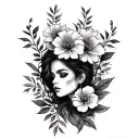 Riddik, gemini, flores tattoo design idea