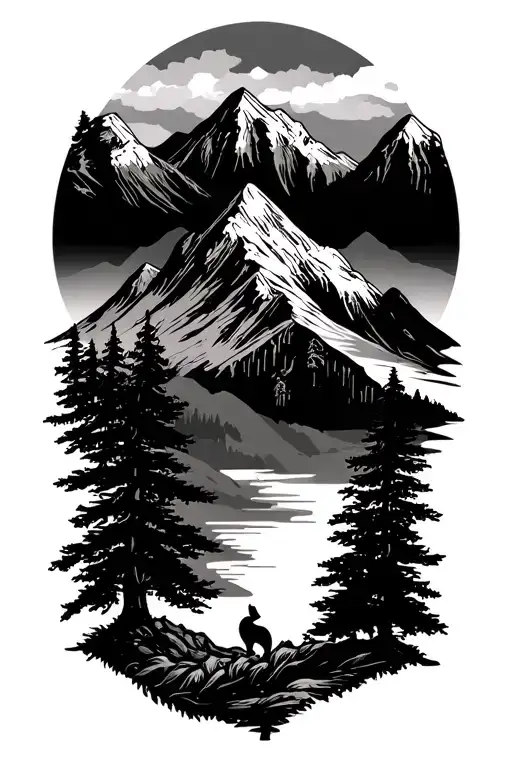 create a tatto that depicts the a nature and mountains lover especially himalyas and also add a touch of a himalyan anim tattoo design idea