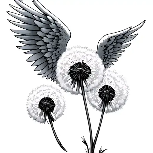 dandelion, flying angel wings, patrick in spongebob tattoo design idea