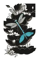 dragonfly resting on lotus flower tattoo design idea