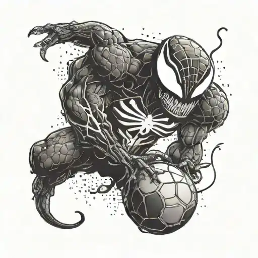 A Disney-inspired tattoo of Venom playing football tattoo design idea