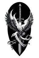 sword and a phoenix with discipline symbolism  tattoo design idea