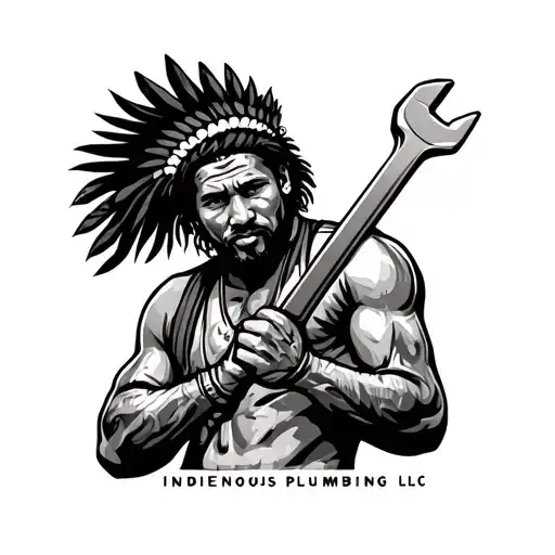 "Indigenous Plumbing LLC " "Indigenous Plumbing " "Indigenous Plumbing " dread indigenous men holding wrench tattoo design idea