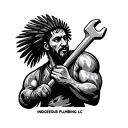 "Indigenous Plumbing LLC " "Indigenous Plumbing " "Indigenous Plumbing " dread indigenous men holding wrench tattoo design idea