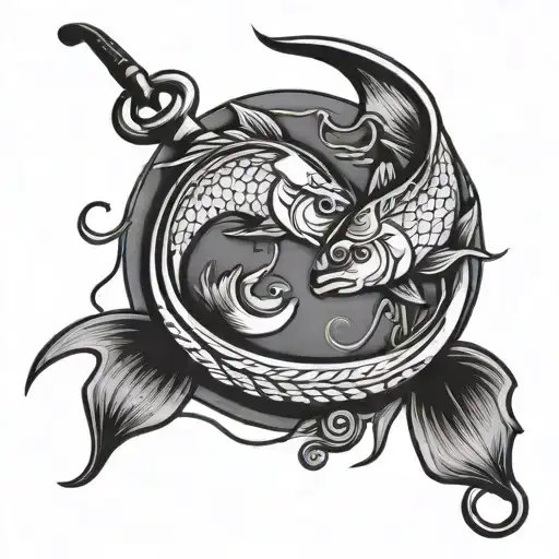 fishing hook for couple tattoos tattoo design idea
