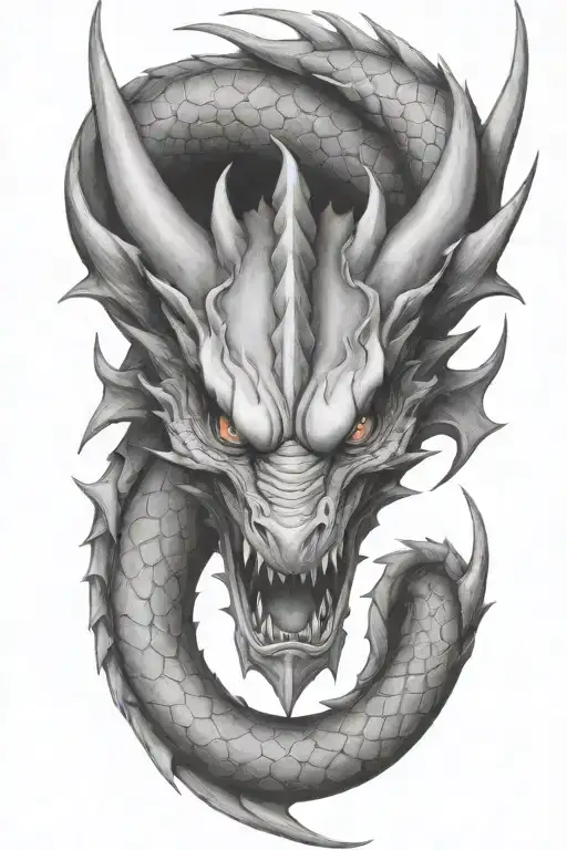midevil dragon face tattoo design idea