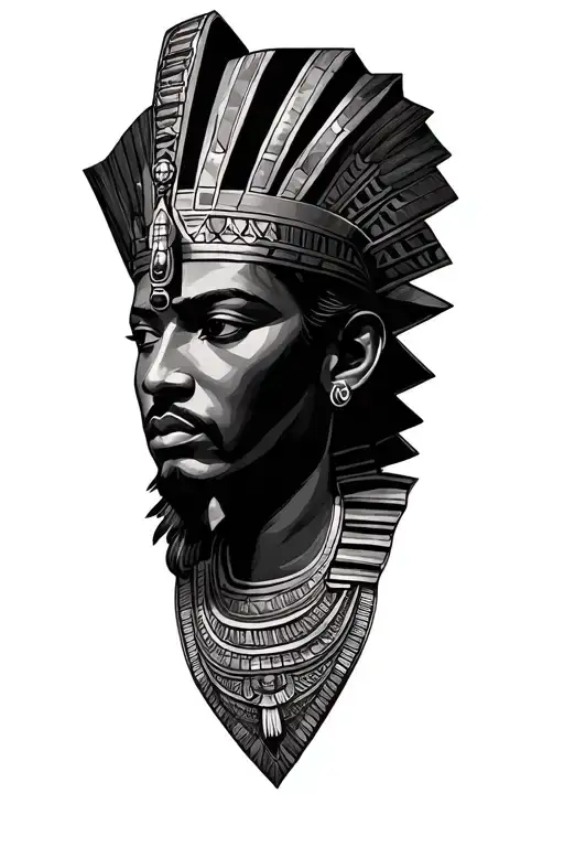 Eygptian/ kemet history inspired tattoo featuring black king tattoo design idea