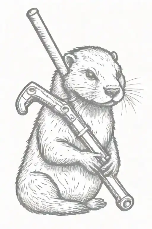 otter with pipe wrench  tattoo design idea