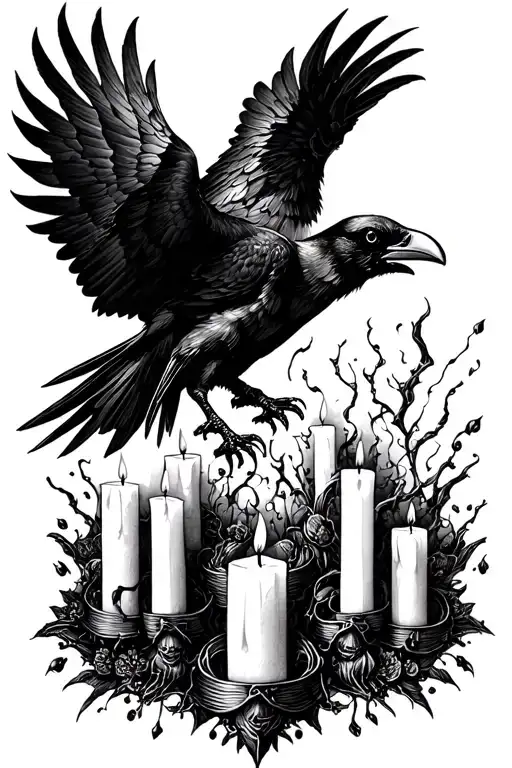 Edgar Allen Poe, candles, ravens, all aspects of Poe tattoo design idea