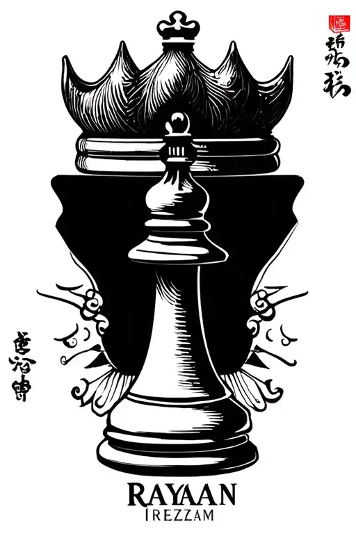 "Rayaan" king chess piece tattoo design idea