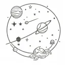 Space theme with name maddix in  it tattoo design idea