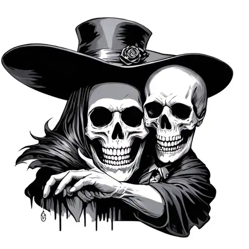 magician and skull tattoo design idea