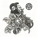 wu tang clan logo with each member represented tattoo design idea