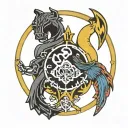 wu tang clan logo with each member represented tattoo design idea