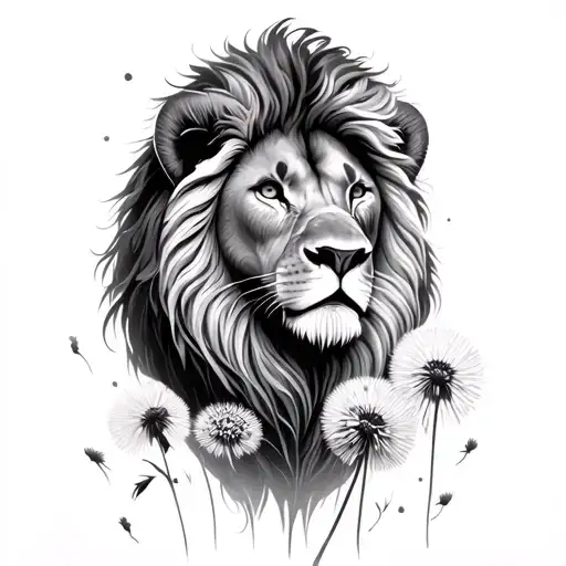 A lion made out of dandelions tattoo design idea