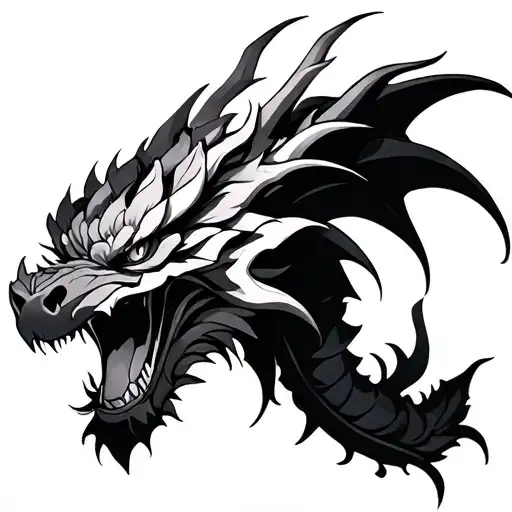 Black Rose Dragon from Yu Gi Oh. Tribal Style. tattoo design idea
