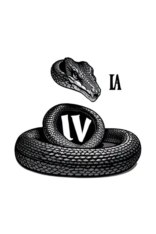 wooden snake with letter L I V A Ï hidden in the design tattoo design idea