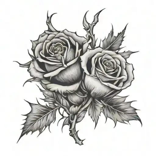 Rose And Thistle Entwined tattoo design idea
