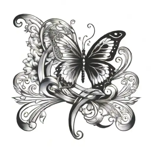 butterfly and infinity sign tattoo design idea