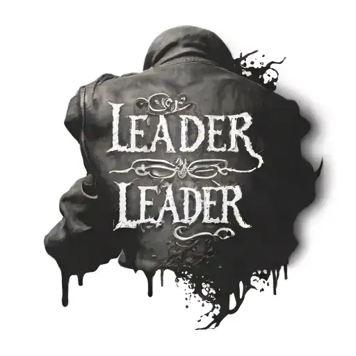 the inscription leader on the back in burnt letters tattoo design idea