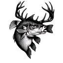 deer bass fish tattoo design idea