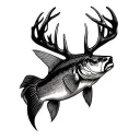 deer bass fish tattoo design idea