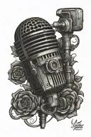 old school microphone tattoo design idea