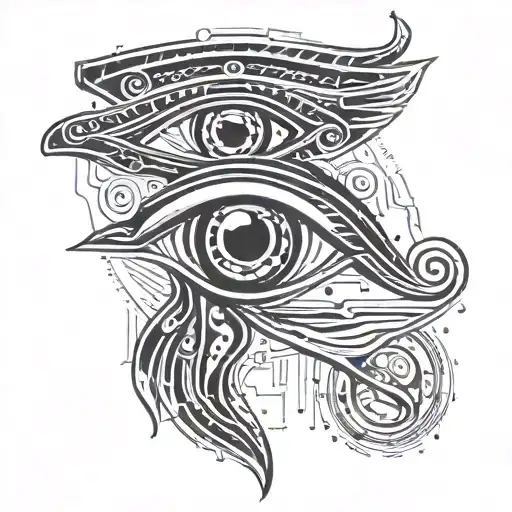eye of horus and eye of ra tatoo connected  tattoo design idea