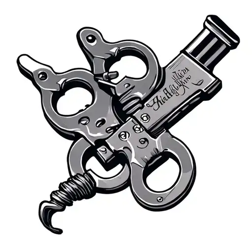Halligan tool and hand cuffs tattoo design idea