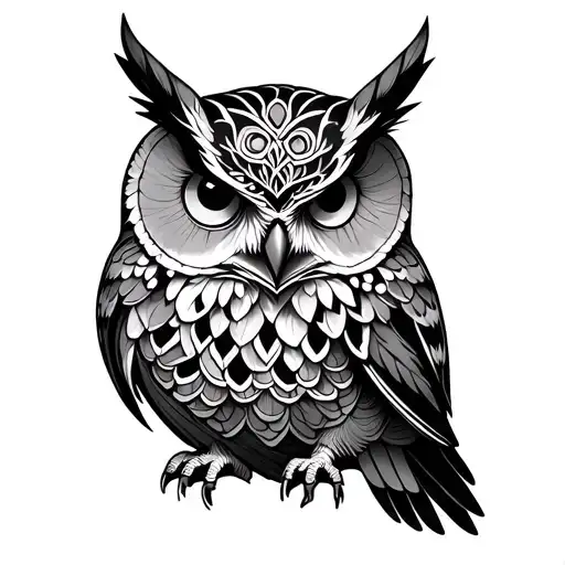 owl,mandala tattoo design idea