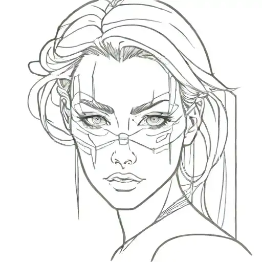 woman eyes masked cyberpunk style tattoo design idea