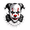 sad clown face tattoo design idea