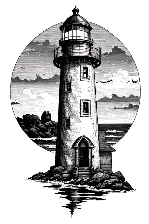 light house tattoo design idea