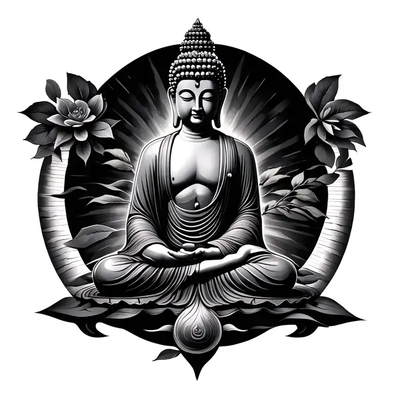 Buddha meditating tattoo design idea