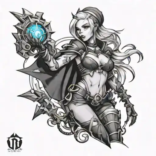 Jinx of Arcane league of legends tattoo design idea