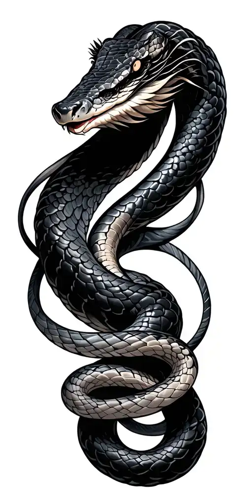 snake wrapped Japanese vintage tattoo design idea