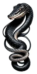snake wrapped Japanese vintage tattoo design idea