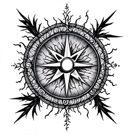 compass, tree of life, mandala, lightening bolt, roots tattoo design idea