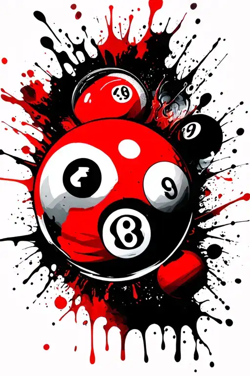 pool and billiards tattoo design idea