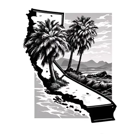 California black and white tattoo design idea