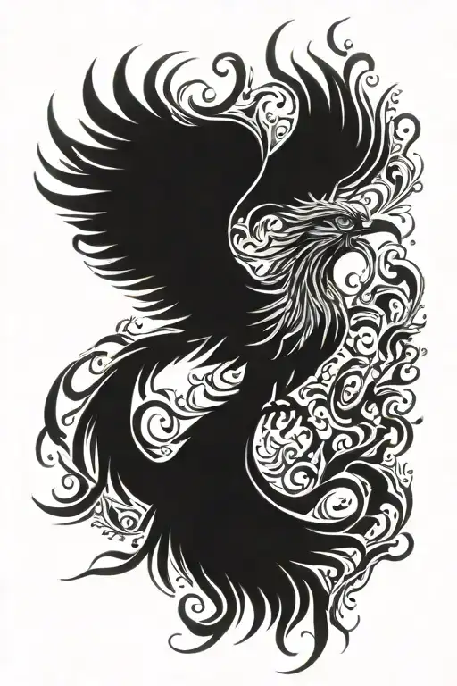 Phoenix rising from flames tattoo design idea