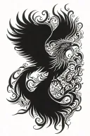 Phoenix rising from flames tattoo design idea