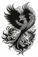 Phoenix rising from flames tattoo design idea